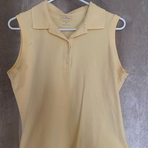 LL Bean Slightly Fitted Polo Tank in yellow size medium
